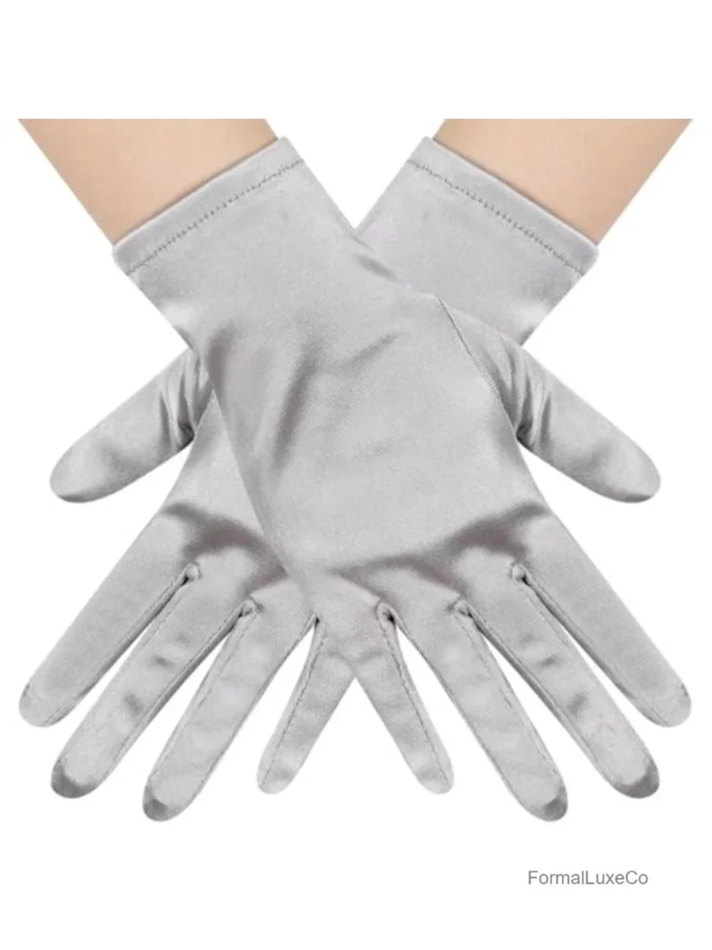 Women's Short Satin Gloves Wrist Length Opera Tea Party Gloves for Wedding